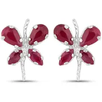 Vira Jewels Paar Ohrstecker "Silber 925 rhodiniert Schmetterling-Motiv mit echtem Rubin", weiß (weiß, rot), Ohrringe, Damen, one-size, 1,36, Silber 925 (Sterlingsilber), Paar Ohrstecker