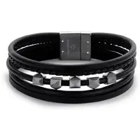 Procos Victoria Schwarzes Herrenlederarmband