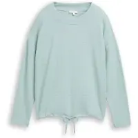Tom Tailor Sweatshirt , Damen, Gr. L, weiß moss, Sweatware, Obermaterial: 100% Baumwolle, unifarben, regular fit normal, Rundhals, Sweatshirts Sweatshirt, mit Kordelzug am Saum