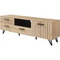 En.casa Fernsehschrank ‘Noppen’ mit Schublade und 2 Türen 150 x 38 x 49 cm Eicheoptik