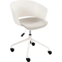 Beliani Bürostuhl Cremeweiß mit Stoffsitz Höhenverstellbar Drehbar Rollen Bequemer Drehstuhl Modernes Design für Büro Home Office