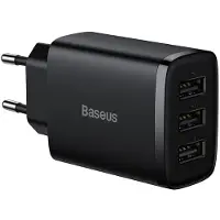 Baseus Compact Schnellladegerät, 3x USB, 17 W (Schwarz)