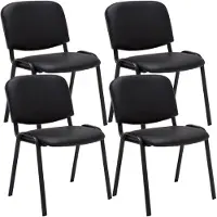 CLP 4er Set Besucherstuhl Ken Kunstleder stapelbar und mit modernem Design schwarz