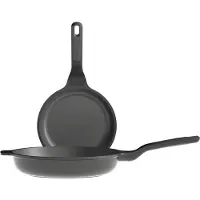Berghoff Leo 2-teiliges Bratpfannenset, 24 & 28 cm, recyceltes Aluminium, Induktion, keramische Antihaftbeschichtung, grau, Cool-Touch-Griffe