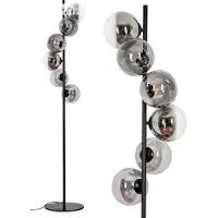 Hofstein Garaguso Stehlampe aus Metall/Glas in Schwarz/Rauchfarben/Klar