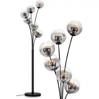 Hofstein Fossobiubo Stehlampe aus Metall/Glas in Schwarz/Rauchfarben/Klar