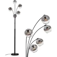 Hofstein Cesaro Stehlampe aus Metall/Glas in Schwarz/Rauchfarben/Klar