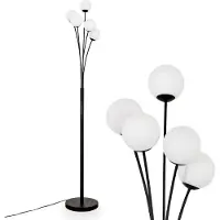 Hofstein Lerici Stehlampe aus Metall/Glas in Schwarz/Weiß