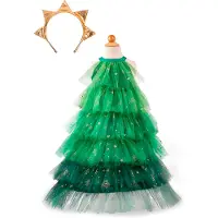 Great Pretenders Kostüm - Weihnachtsbaumkleid - Grün/Gold - - 5-6 Jahre (110-116) - Kostüme