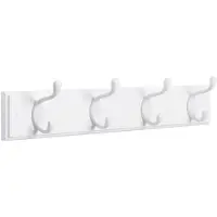 Helloshop26 - Wandgarderobe mit 4 Haken für Hüte Schals Regenschirme und Schlüssel 40 cm für Eingangsbereich oder Badezimmer weiß 12_0003150