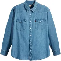 Levi's Jeanshemd PLUS, Herren, Gr. 3XL (68/70), N-Gr, franklin stone wash, Denim/Jeans, Obermaterial: 100% Baumwolle, bequem hüftlang, 1-Knopf-Manschette, Hemden Jeanshemd, im Westernstyle
