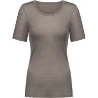 Mey T-Shirt "WOOL LOVE", Damen, Gr. L/XL, grau (deep taupe), Obermaterial: 70% Schurwolle, 30% Seide, schmal hüftbedeckend, Rundhals, Shirts T-Shirt, schmale Passform, Kurzarm, Merino-Schurwolle