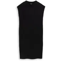 Tom Tailor Damen Strickkleid mit Stehkragen, schwarz, Uni, Gr. 42