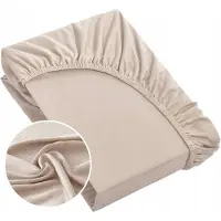 Eurofirany DESIGN 91 Bettlaken aus Baumwolle mit elastischem JERSEY, 140X200+30CM, 125 g/m2, Farbe: beige