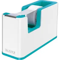 Leitz Klebefilmabroller WOW, ergonomisch, für Klebebandrollen mit B 19 mm x L 33 m, inkl. Klebeband, recycelbarer ABS-Kunststoff, weiß/eisblau