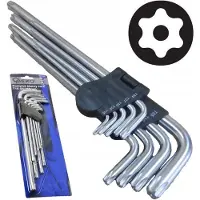 GEKO Torx-Schlüsselset T15-T55 9-teilig CrV Stahl Mit Loch