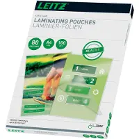 Leitz Laminierfolien iLAM 33818, A4 Hoch-& Querformat, Stärke 80 µm, L 309 x B 222 mm, PET, farblos, 100 Stück
