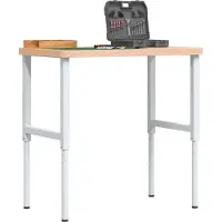 vidaXL Werkbank 100x60x(73-99,5) cm Massivholz Buche Rechteckig
