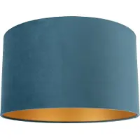 QAZQA Samt Lampenschirm blau 35/35/20 mit goldener Innenseite