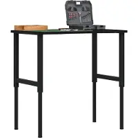 vidaXL Werkbank Dunkelbraun 100x60x(71,5-98) cm Massivholz Eiche