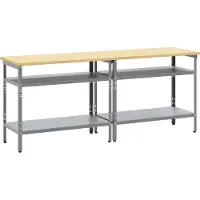 vidaXL Werkbank-Set 2 stk. Beige und Grau Pulverbeschichteter Stahl