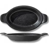 Wilmax Ovale Auflaufform SlateStone Schwarz 28 x 16 cm 500 ml Porzellan, 3er Set