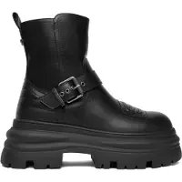 Buffalo Damen Elegante Stiefelette Dione Biker Boot Mid 1270127 Schwarz