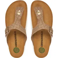 Brinkmann Damen Zehensandalen aus Naturleder Beige zum Schlüpfen Modell 70068721