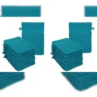 Betz 20 Stück Waschhandschuhe PALERMO 100% Baumwolle Waschlappen Set Größe 16x21 cm Farbe Petrol
