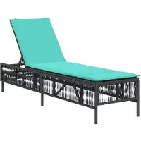 vidaXL Sonnenliege mit Kissen Schwarz Poly Rattan