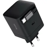Trust Maxo USB-C-PD-Ladegerät mit 65 W und einziehbarem Ladekabel, Drinnen, AC, 20 V, 0,67 m, Schwarz