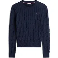 Tommy Hilfiger Cable Knit Crew Neck Jumper Dark Night Navy Größe: S | Pullover Outlet | Damen | Schwarz