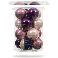 Kaemingk 16 Weihnachtskugeln Glas 8cm glänzend Christbaumkugeln Weihnachtsbaumkugeln Groß Christbaumschmuck Weihnachtsbaumschmuck Deko Lila Rosa Mix
