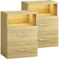 Casaria Nachttisch Jamie 2er-Set Eiche 55x40x28cm