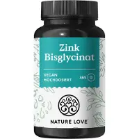 Nature Love Zink - 365 Tabletten (1 Jahr) Hochdosiert 25mg Zink-Bisglycinat bioverfügbares Zinc 91 g