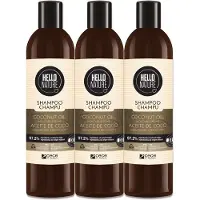 Hello Nature Shampoo mit Kokosöl Pantenol für Haarpflege Bio 3x300 ml