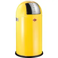 Wesco Abfallsammler 175831-19 PUSHBOY in LEMONYELLOW mit 50 Liter Volumen und Klappdeckel / Abfalleimer / Mülleimer