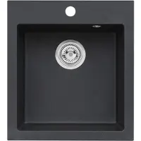 Siko PABLO2091, Aufsatzwanne, Quadratisch, Granit, Schwarz, 1 Becken, 450 mm