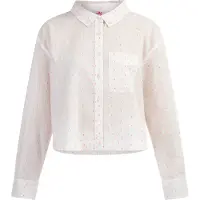 Mymo Hemdbluse Damen Weiss Pinkorange Punkte
