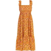 Mymo Midikleid Damen Orange Mehrfarbig