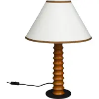 Dutchbone Tischlampe Horace aus Eichenholz mit Leinenschirm, E27-Fassung