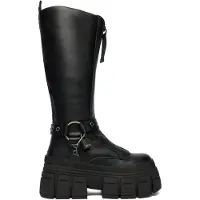 Buffalo Damen Elegante Stiefel Gospher Biker HI 1270131 Schwarz