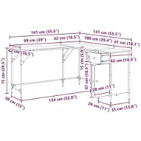 vidaXL Schreibtisch Altholz Holzwerkstoff 141 x 141 x 75 cm