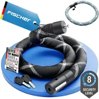 Fischer Fahrrad FISCHER Kettenschloss PROTEC SILENCE - 100 cm, Sicherheitslevel 8 - Spezialstahl mit Reflexstreifen