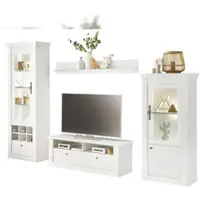 Furn.Design Wohnwand "Fiastra" weiß Pinie Landhaus Wohnkombination 4-teilig, mit Soft-Close