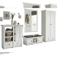 Furn.Design Garderoben-Set "Hooge" in Pinie weiß Landhaus, Komplett-Set mit Schuhschrank