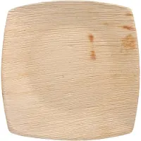 Papstar Teller QUADRATO Pure, Einweg, quadratisch, L 200 x B 200 mm, wasser- & hitzebeständig, kompostierbar, Palmblatt, natur, 25 Stück