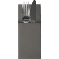 Papstar Hygienische Servietten-Bestecktaschen Airlaid anthrazit, 1/8-Falz, 24 x 10 cm, 4 x 100 Stück