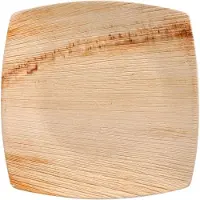 Papstar Teller QUADRATO Pure, Einweg, quadratisch, L 150 x B 150 mm, wasser- & hitzebeständig, kompostierbar, Palmblatt, natur, 25 Stück