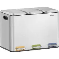 Hobby Hall Mülleimer Küche 3 x 15 L Fächer metallicsilber LTB740E45